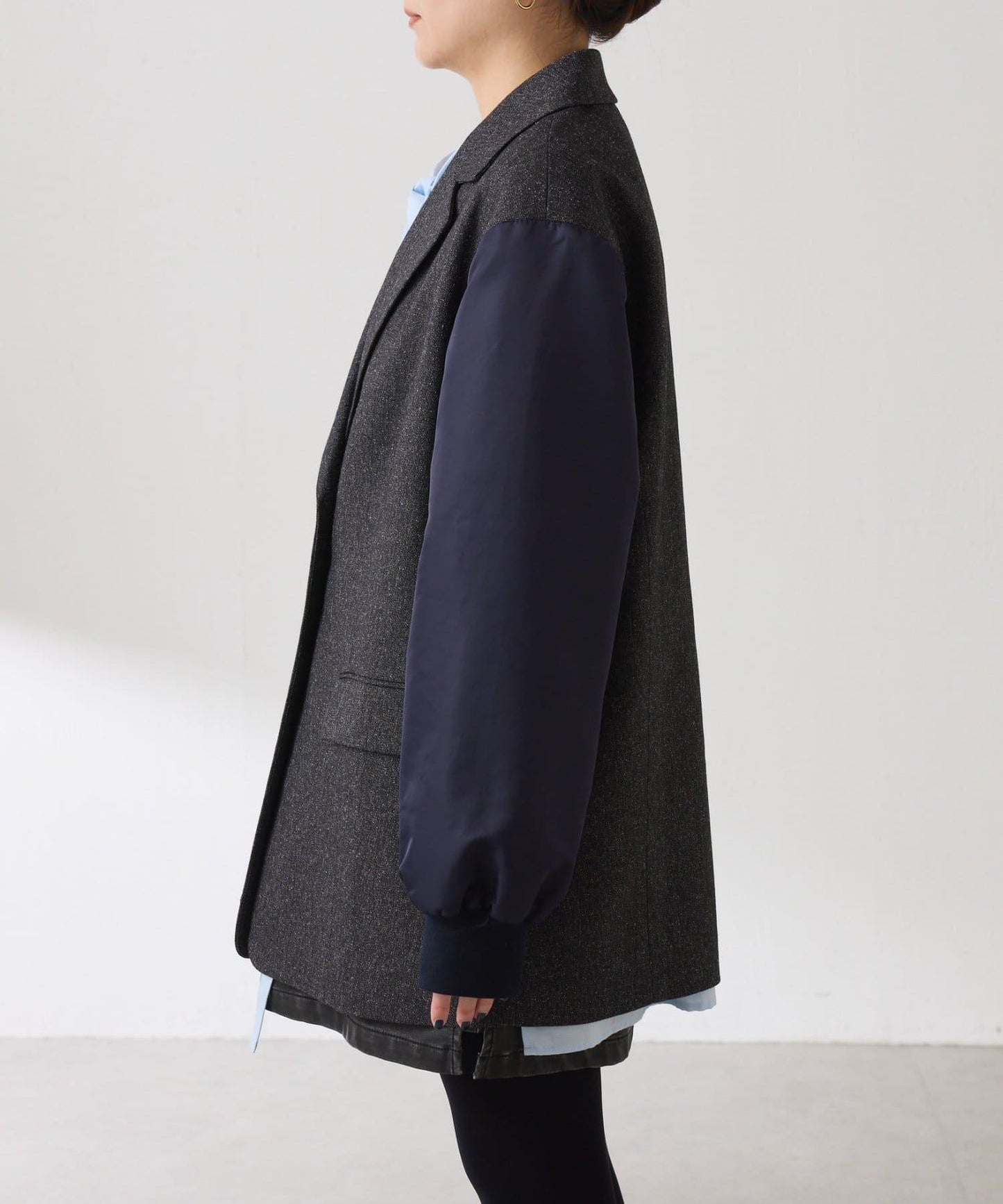 三扣拼接袖西裝夾克