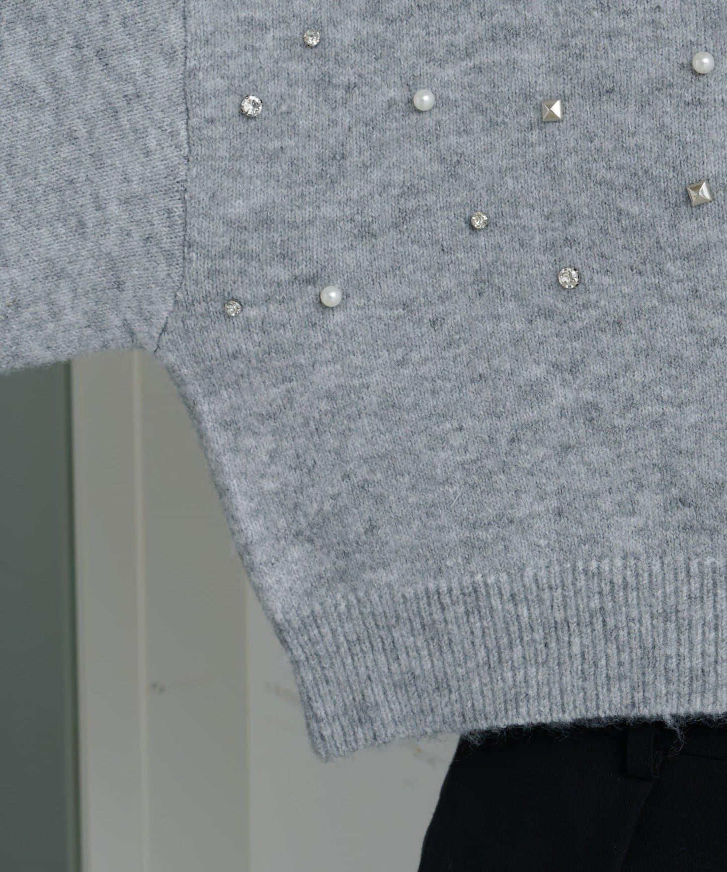 拼色珠飾針織開衫