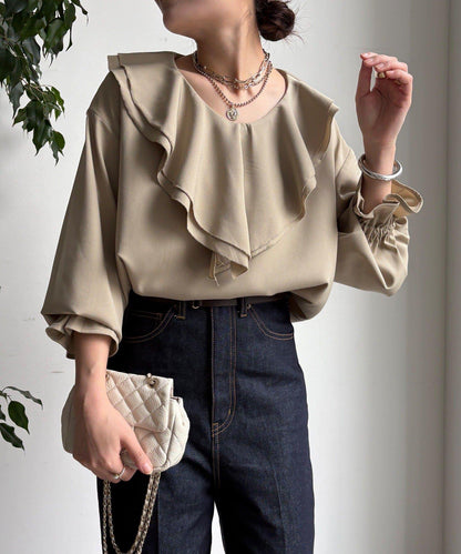 【WEB限定】ピコフリルカラーブラウス