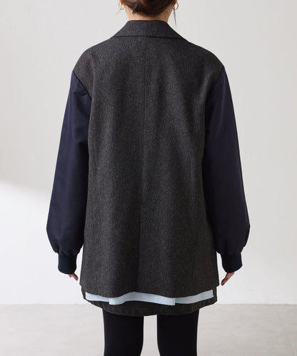 三扣拼接袖西裝夾克