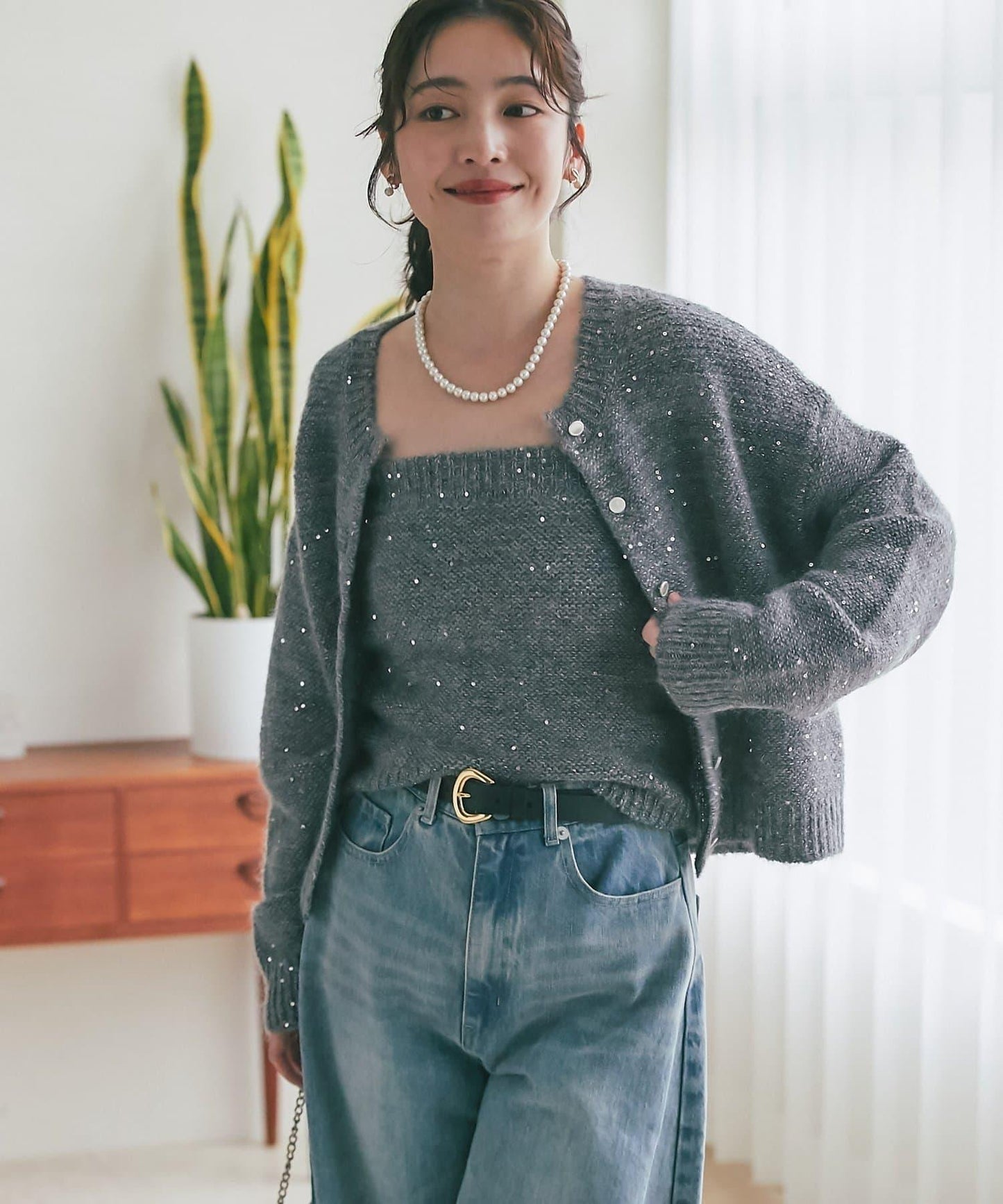 スパンコールモヘアカーディガン