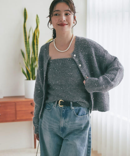 スパンコールモヘアカーディガン