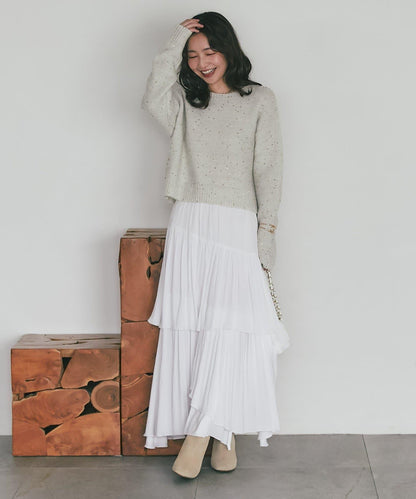 スパンコールモヘアボートネックニット