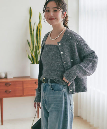 スパンコールモヘアカーディガン