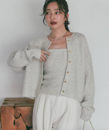 スパンコールモヘアカーディガン