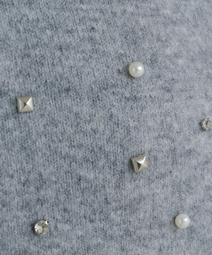 拼色珠飾針織開衫