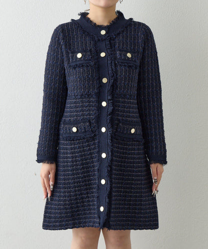 ファンシーツイードニットミニワンピース