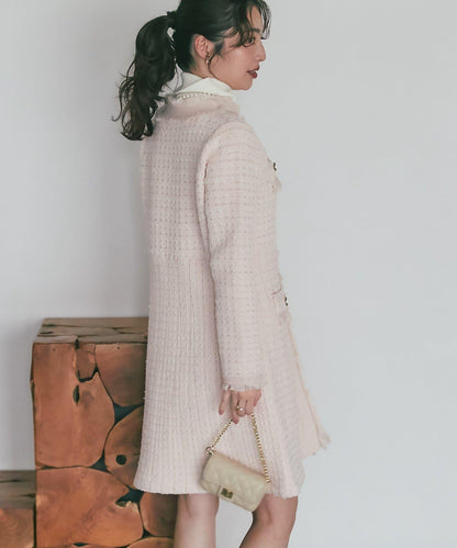 ファンシーツイードニットミニワンピース