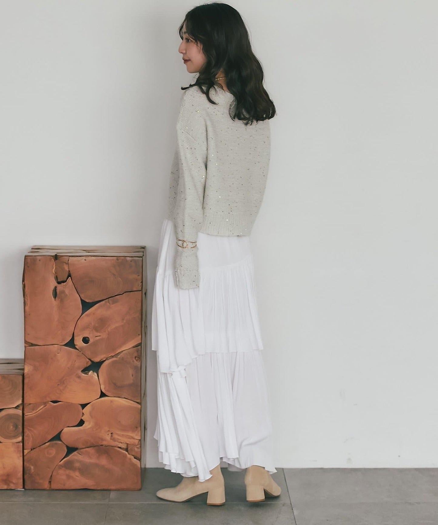 スパンコールモヘアボートネックニット