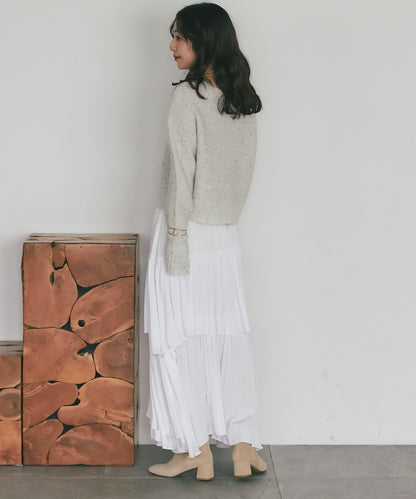 スパンコールモヘアボートネックニット