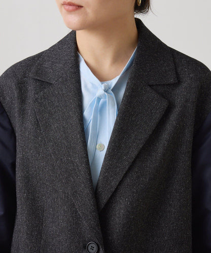 三扣拼接袖西裝夾克