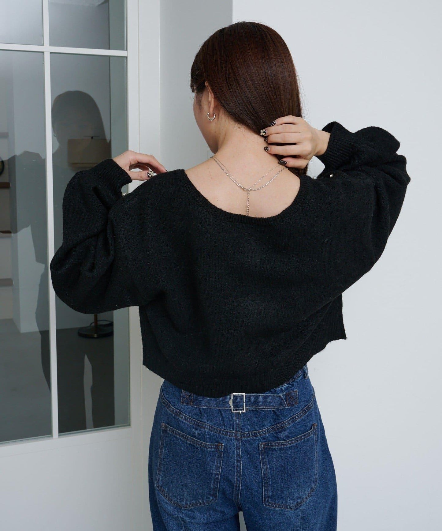 拼色珠飾針織開衫