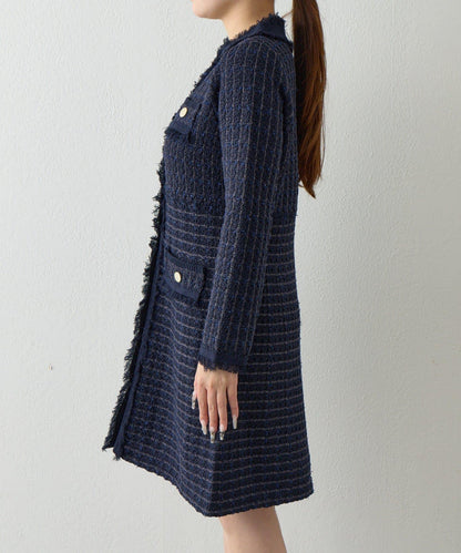 ファンシーツイードニットミニワンピース
