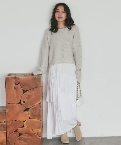 スパンコールモヘアボートネックニット