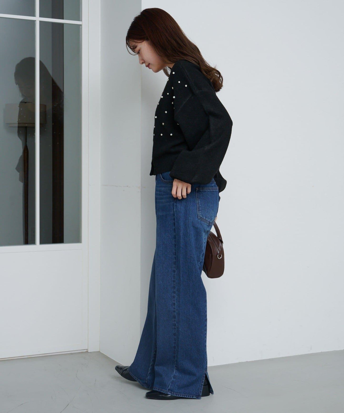 拼色珠飾針織開衫