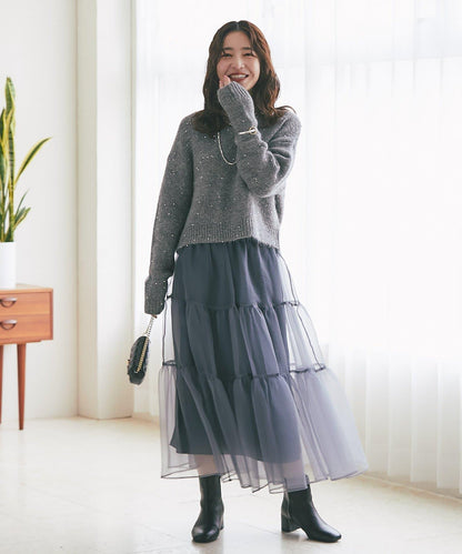 スパンコールモヘアボートネックニット