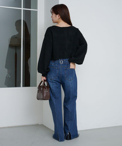 拼色珠飾針織開衫