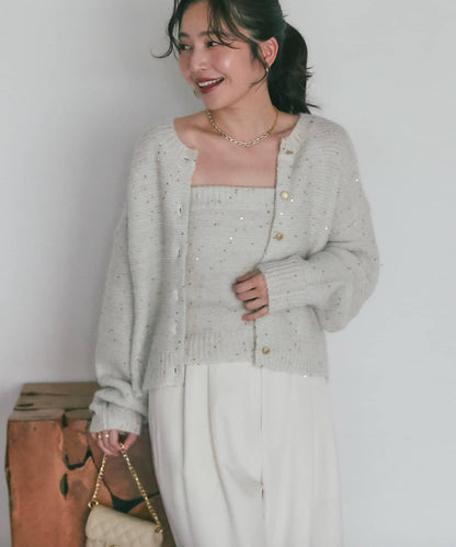 スパンコールモヘアカーディガン