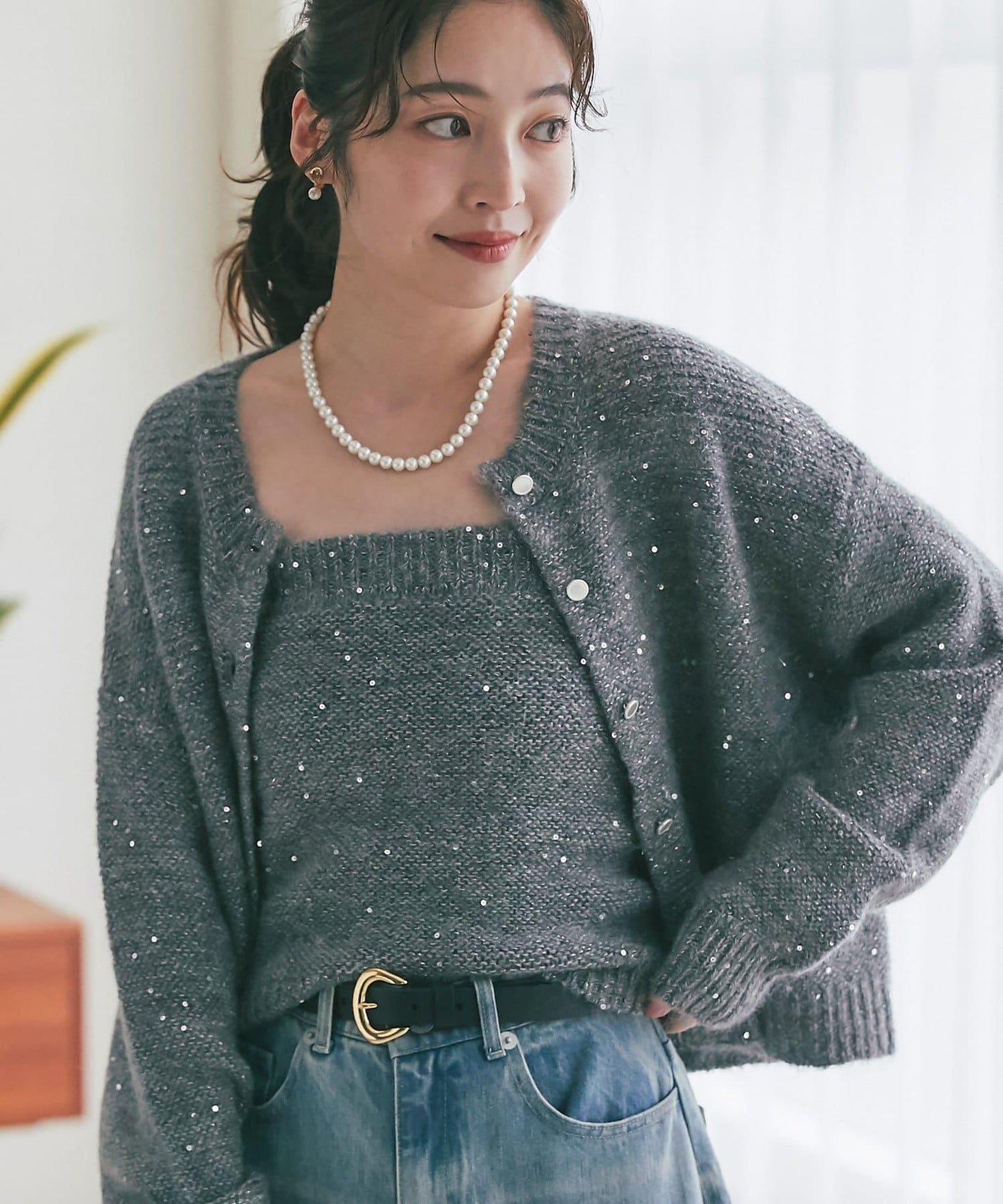 スパンコールモヘアビスチェ