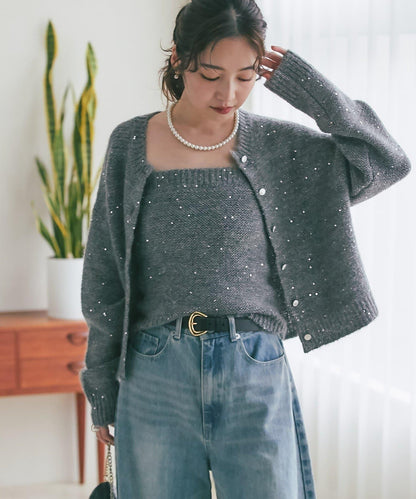 スパンコールモヘアビスチェ