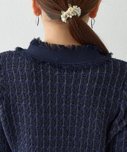 ファンシーツイードニットミニワンピース