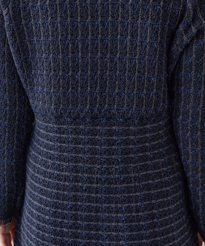 ファンシーツイードニットミニワンピース