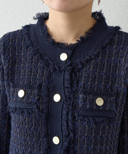 ファンシーツイードニットミニワンピース