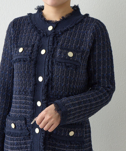 ファンシーツイードニットミニワンピース