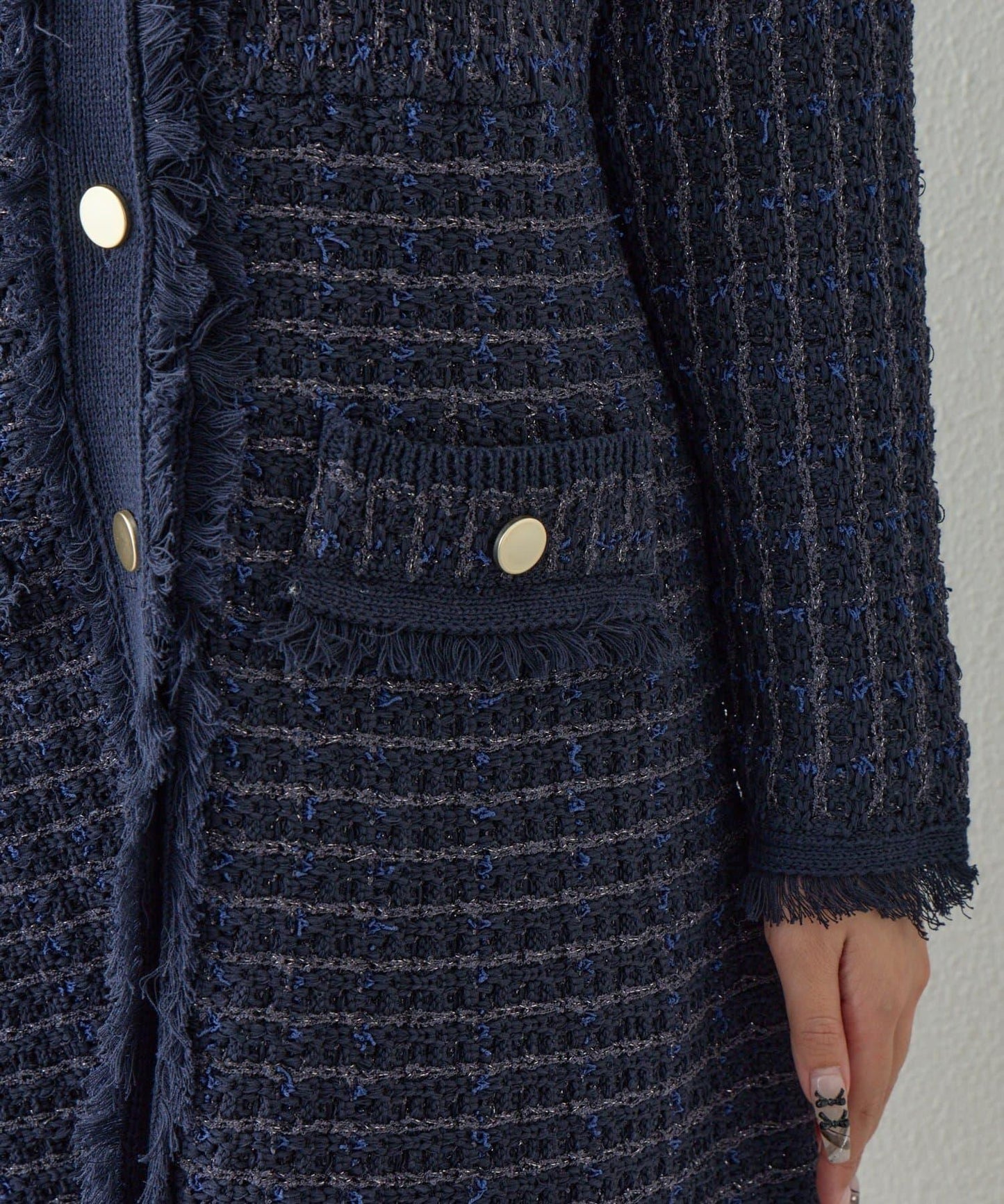 ファンシーツイードニットミニワンピース