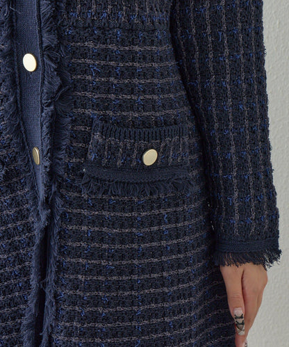 ファンシーツイードニットミニワンピース