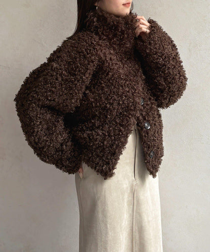 貴賓犬毛中長款夾克