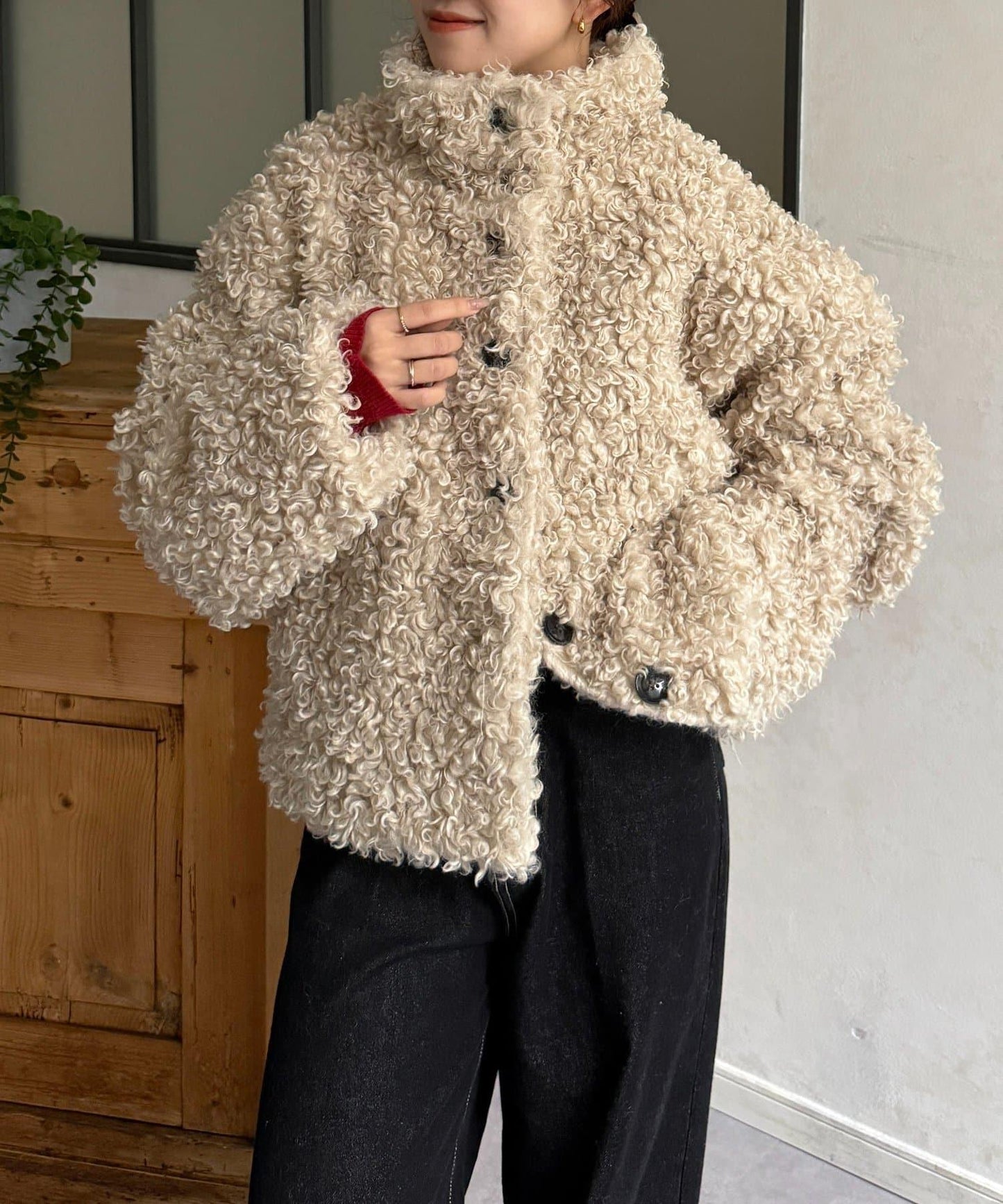 貴賓犬毛中長款夾克