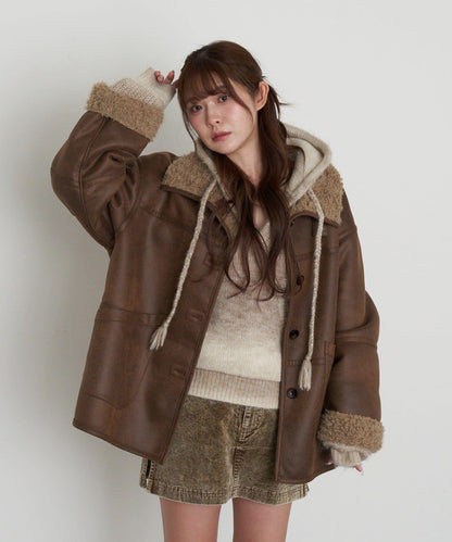 雙面穿仿羊羔毛大衣