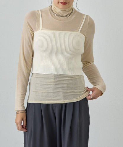 透視高領針織衫