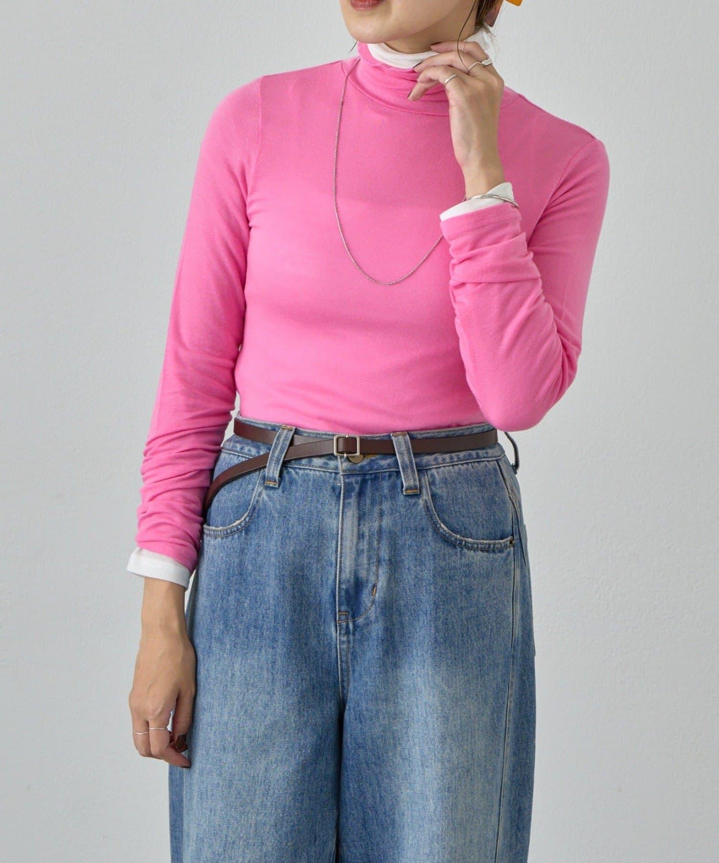 透視高領針織衫