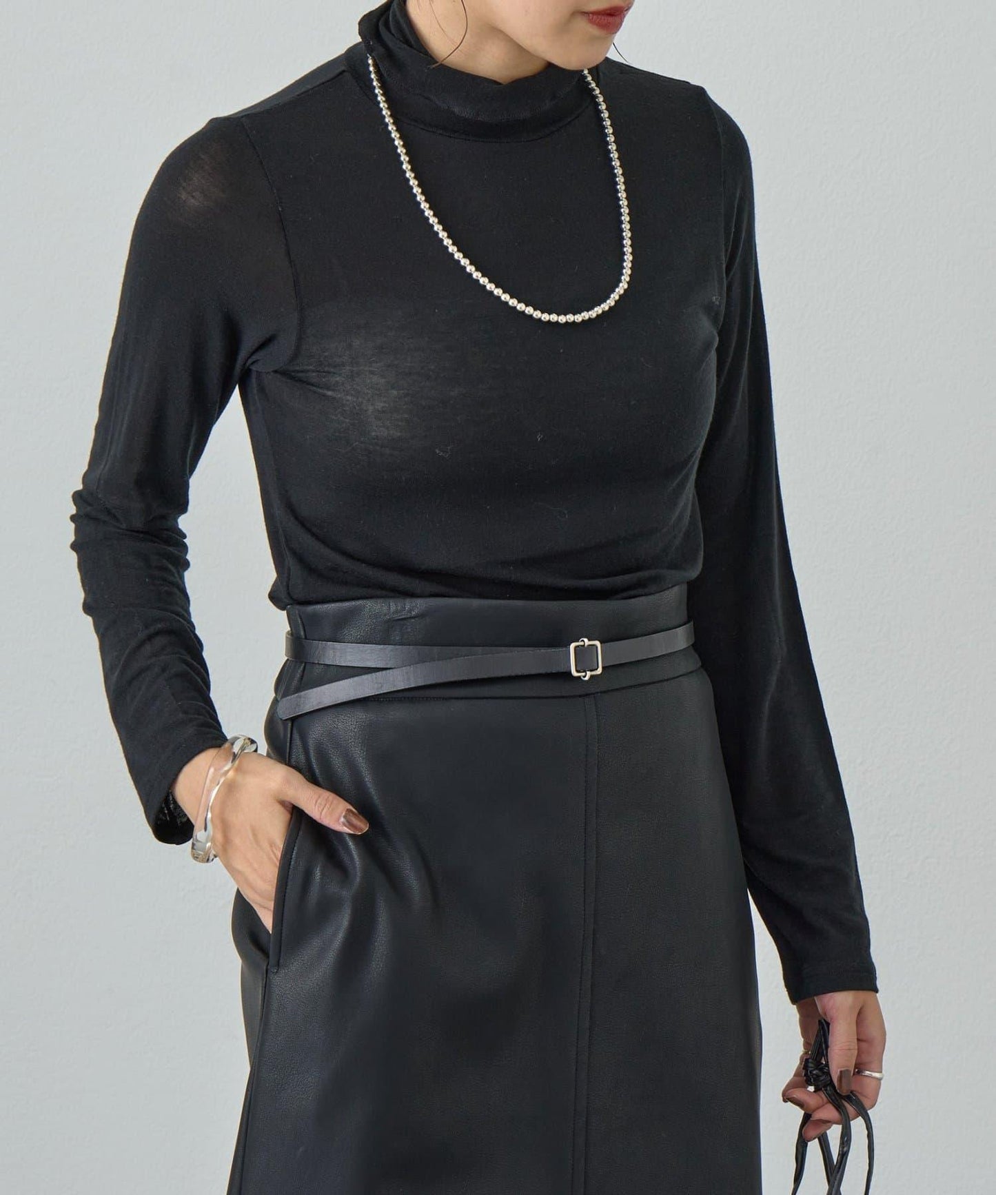 透視高領針織衫