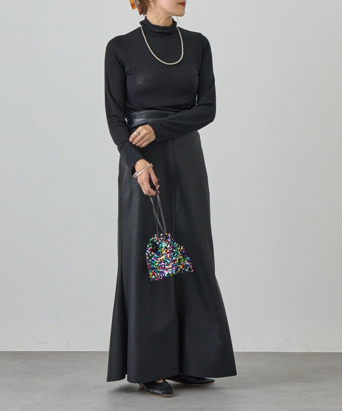 透視高領針織衫