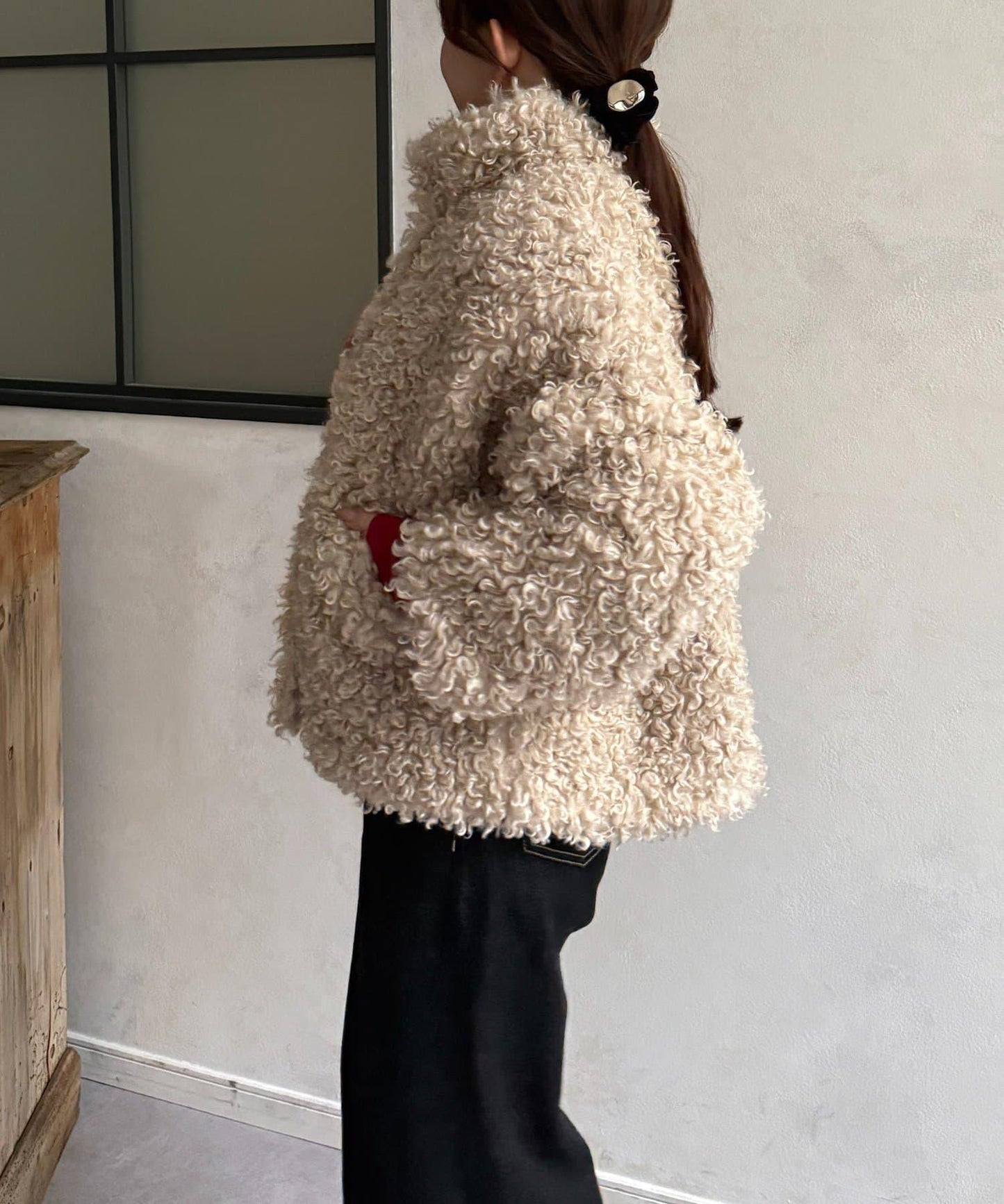 貴賓犬毛中長款夾克