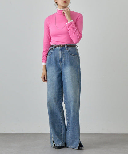 透視高領針織衫