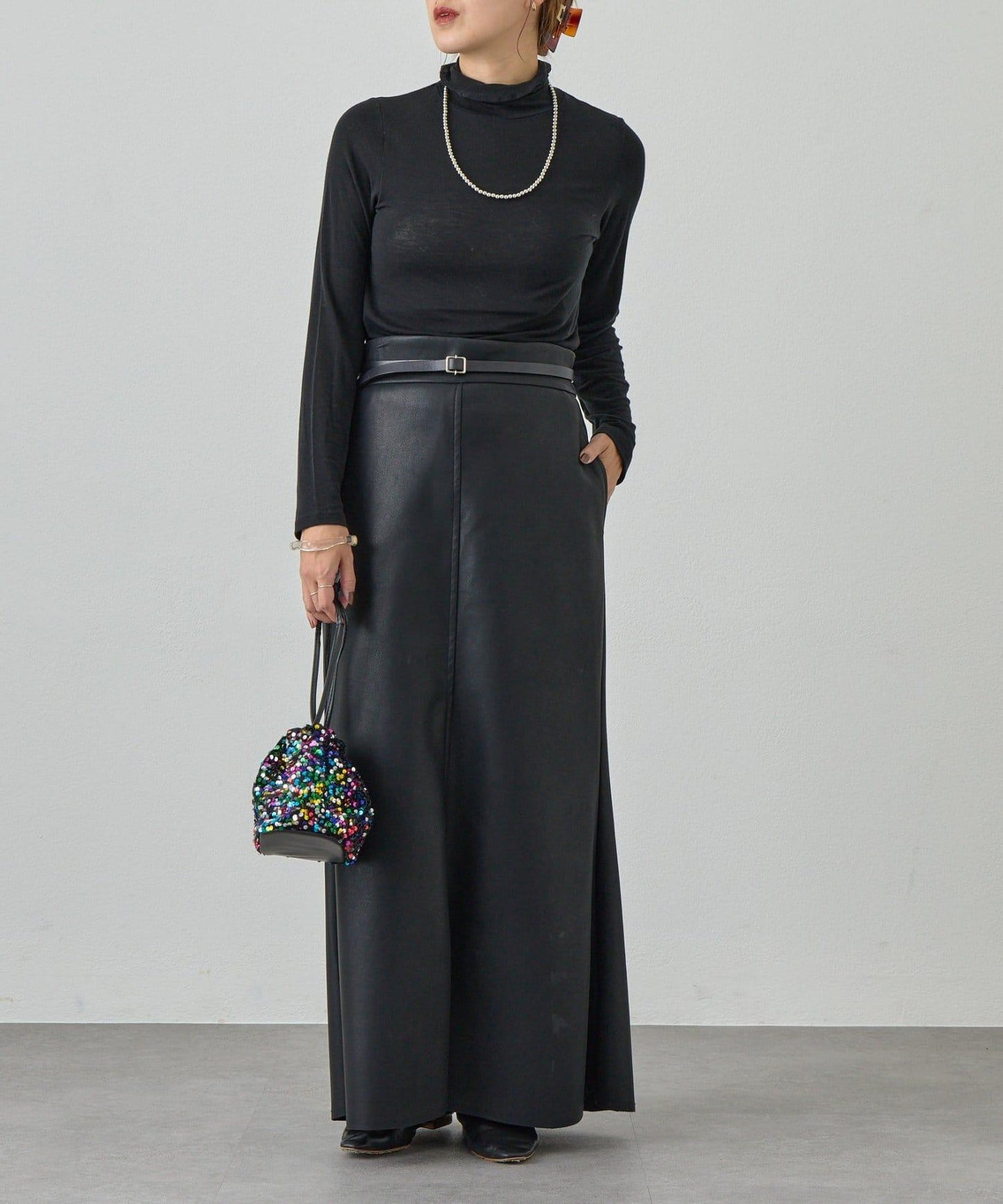 透視高領針織衫