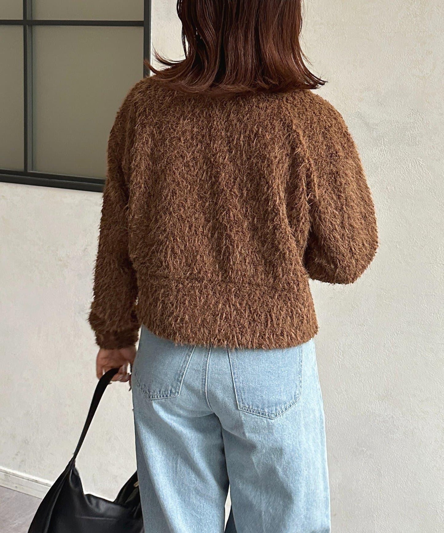 V領剪裁絨面開衫