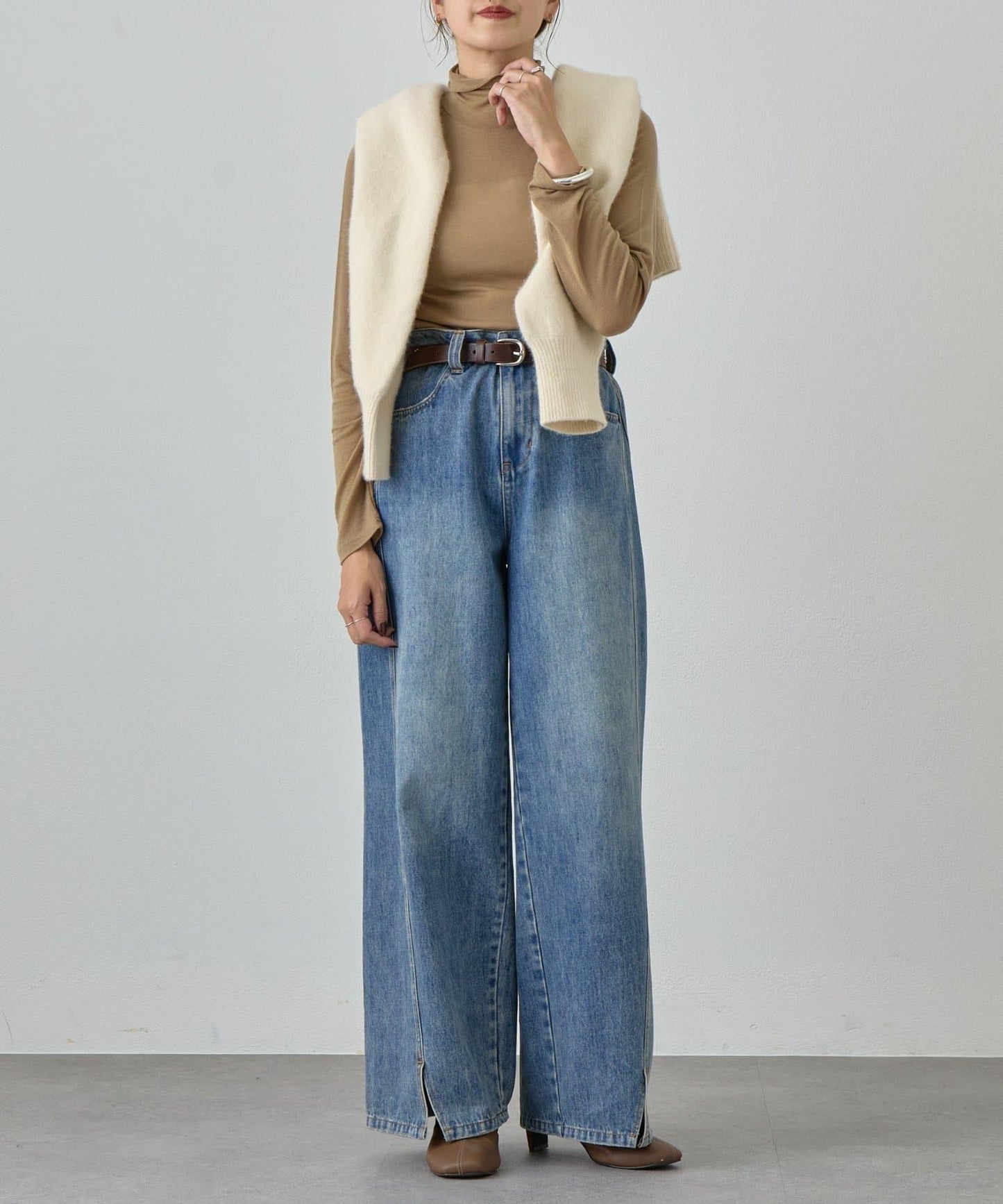 透視高領針織衫