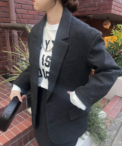 羊毛寬鬆西裝夾克