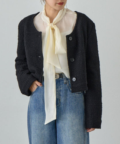 U領短款夾克