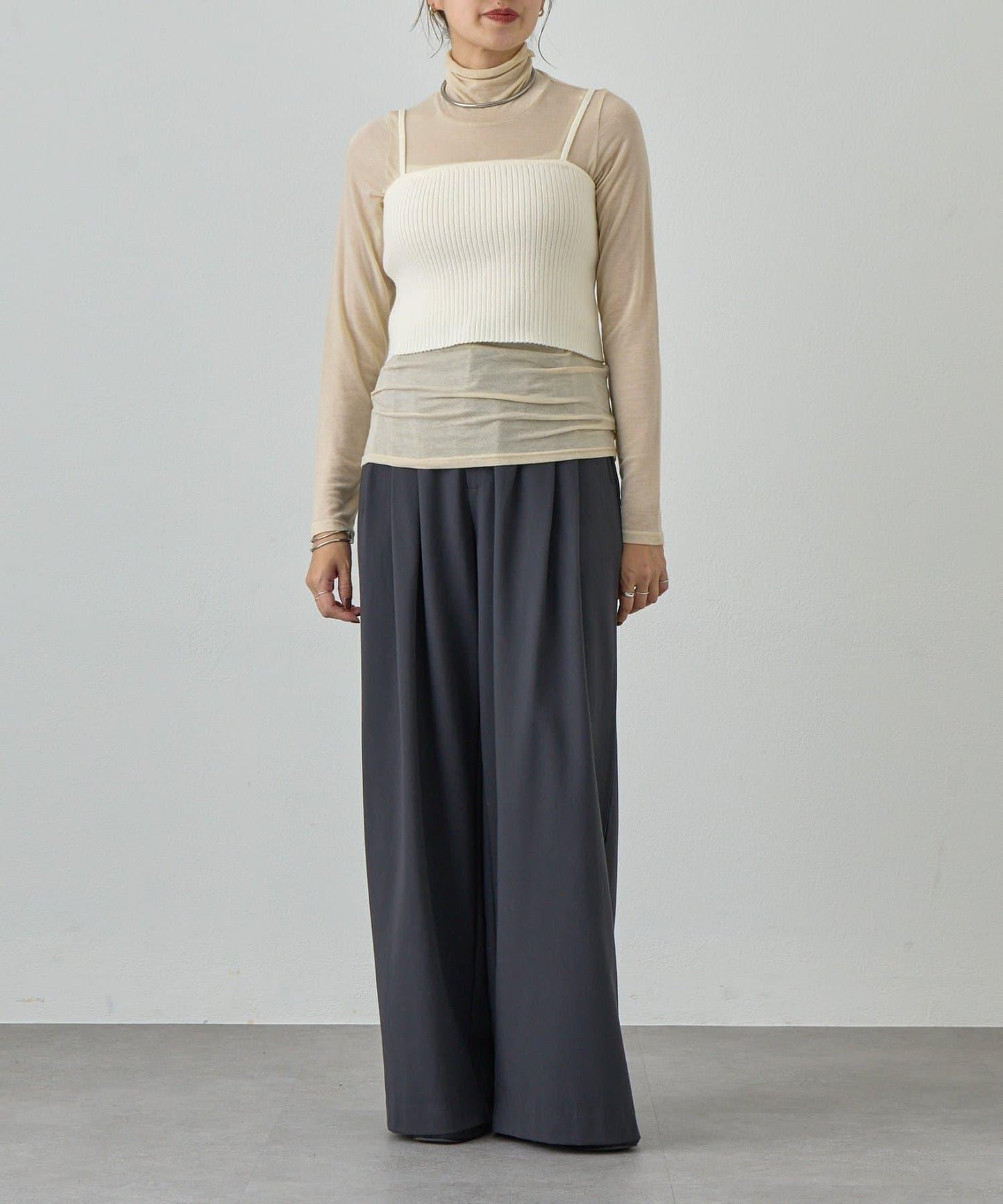 透視高領針織衫