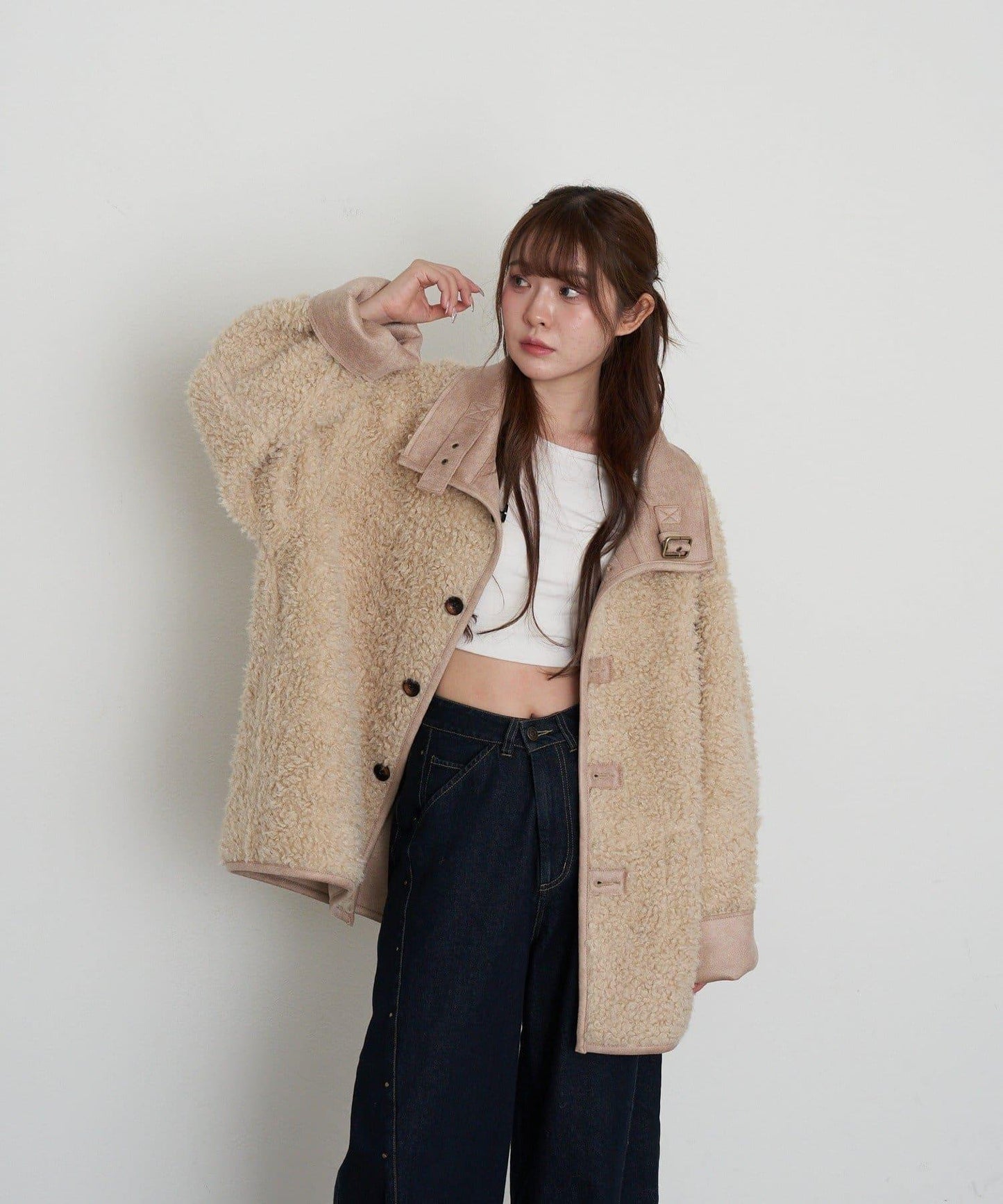 雙面穿仿羊羔毛大衣