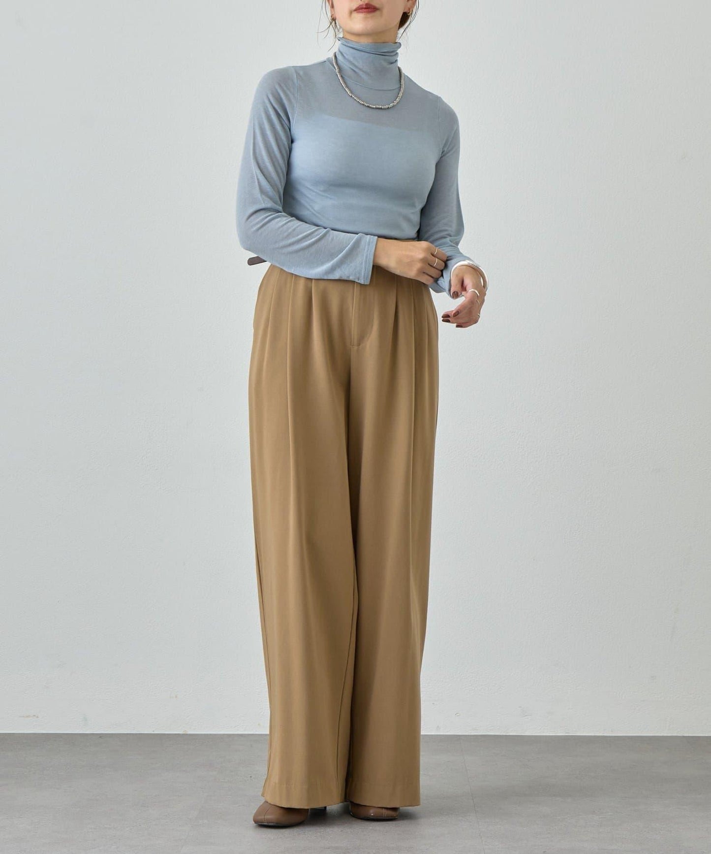 透視高領針織衫