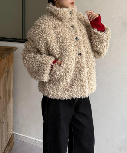 貴賓犬毛中長款夾克