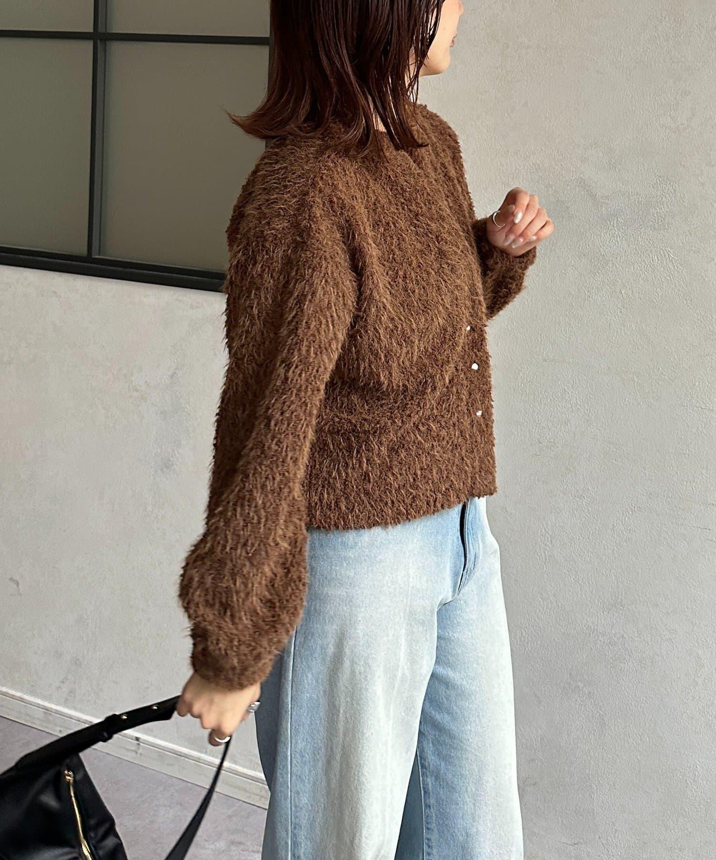 V領剪裁絨面開衫