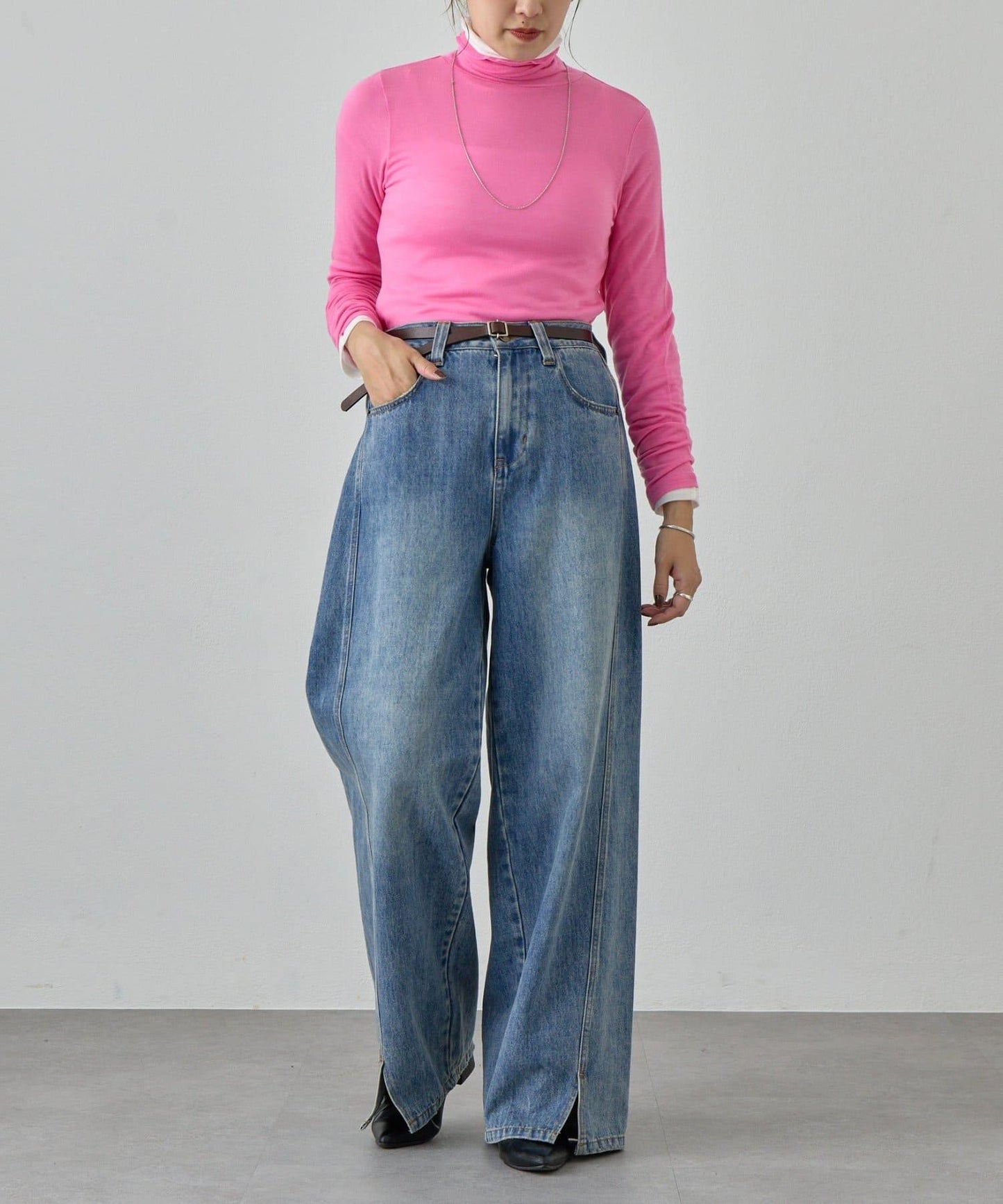 透視高領針織衫